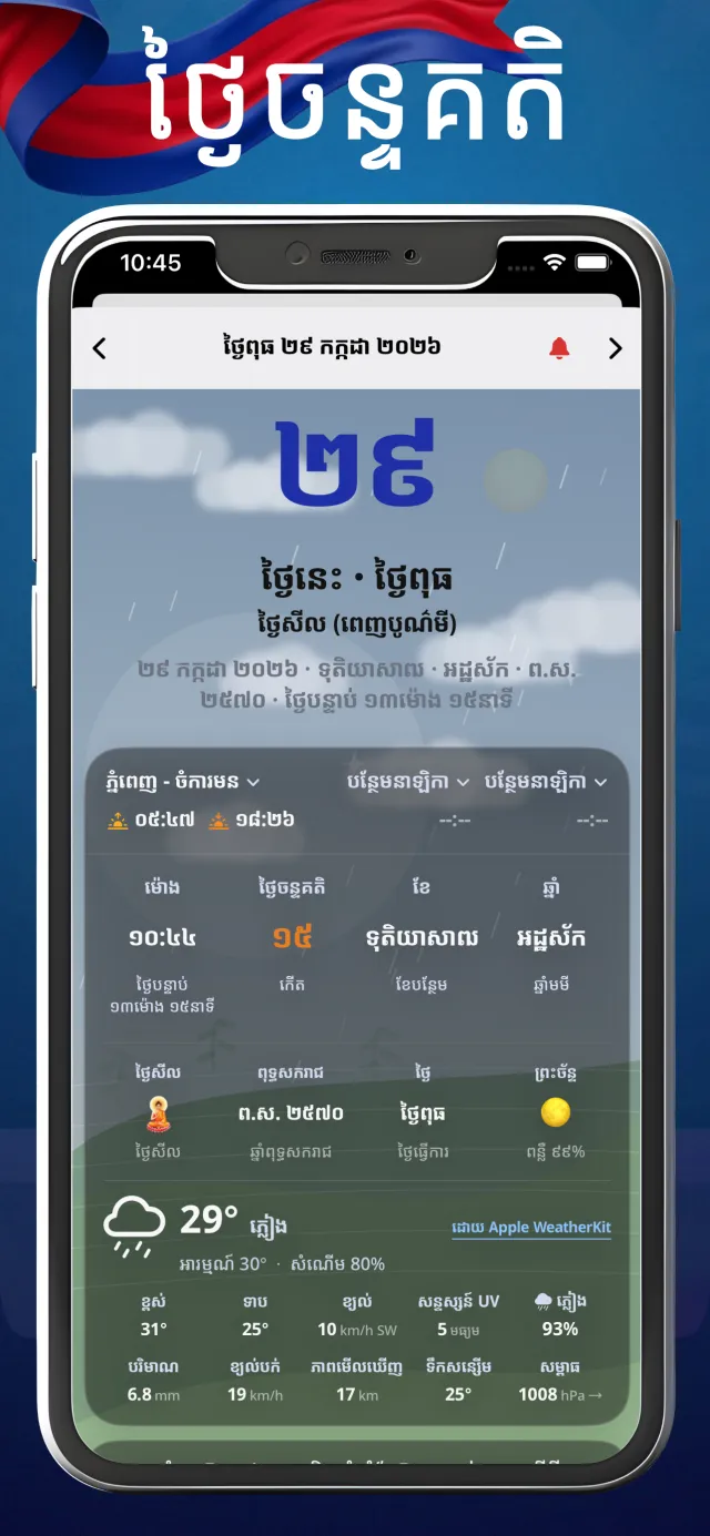Buddhist holy day with WeatherKit forecast