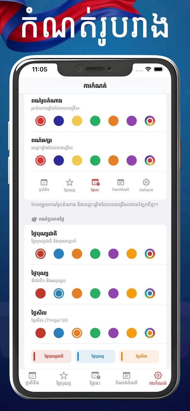 Appearance and day-type color settings